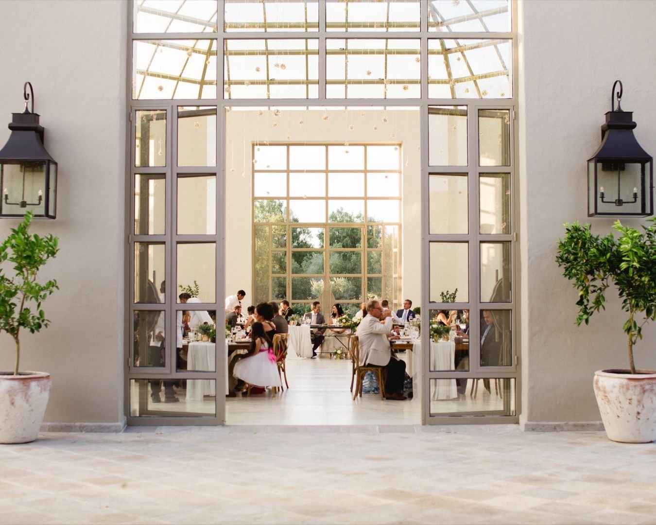 Elegant reception hall at Rancho Luna Escondida for wedding celebrations.