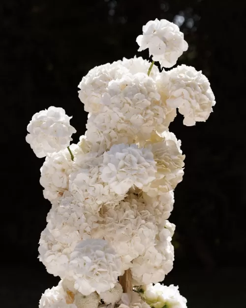 Exquisite floral arrangements at Bastide du Roy, adding a touch of romance to the wedding tables.