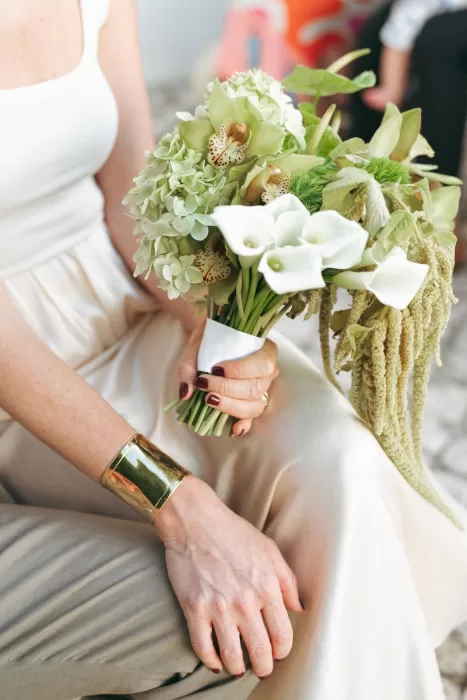 Close-up of wildflower-inspired bridal bouquet at Casa Sacoto