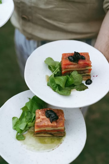 Elegant wedding starter plates served at Casa Sacoto reception