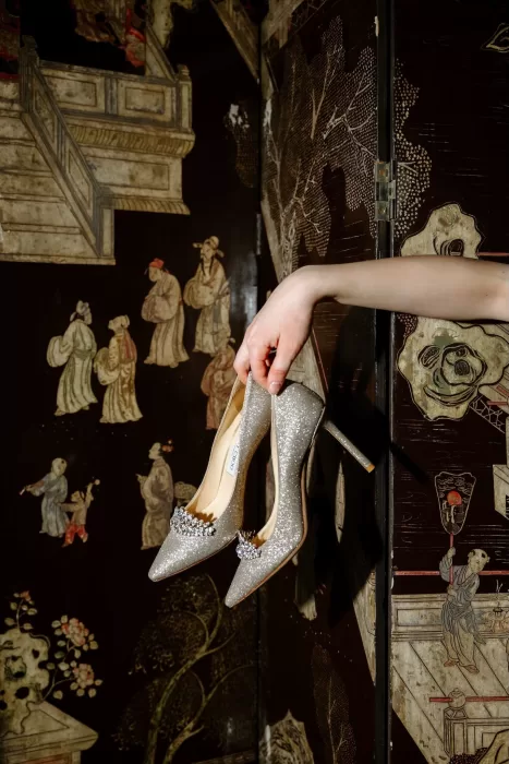 Elegant bridal heels styled at Villa Clara wedding