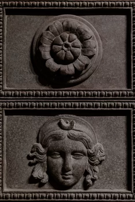Vintage wall panel detail inside Villa Clara